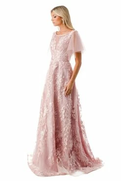 Floral Applique Flutter Sleeve Gown By Coya M2818M 9 Floral Applique Flutter Sleeve Gown By Coya M2818M -Dresses Shop floral applique flutter sleeve gown by coya m2818m long formal dresses coya collection 815883