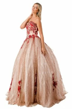 Floral Applique Strapless Glitter Ball Gown By Coya L2730 13 Floral Applique Strapless Glitter Ball Gown By Coya L2730 -Dresses Shop floral applique strapless glitter ball gown by coya l2730 quinceanera dresses coya collection 194390