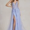 Floral Applique Tulle A-line Gown By Nox Anabel G1149 - Outlet -Dresses Shop floral applique tulle a line gown by nox anabel g1149 outlet long formal dresses nox anabel outlet 6 periwinkle 129587