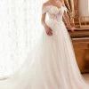 Floral Embroidered Corset Bridal Gown By Ladivine WN307 -Dresses Shop floral embroidered corset bridal gown by ladivine wn307 long formal dresses cinderella divine 4 off white 687383