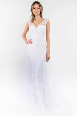 Floral Embroidered Overskirt Gown By Elizabeth K GL1920 -Dresses Shop floral embroidered overskirt gown by elizabeth k gl1920 long formal dresses elizabeth k xs off white 422063