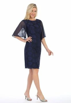 Floral Embroidered Short Dress With Flutter Sleeves By Celavie 6289 -Dresses Shop floral embroidered short dress with flutter sleeves by celavie 6289 short cocktail dresses celavie 666743