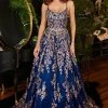 Floral Glitter Print Ball Gown By Ladivine CM323