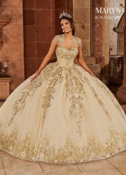 Floral Glitter Quinceanera Dress By Alta Couture MQ3071