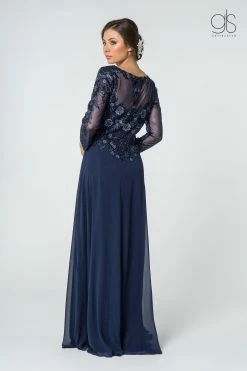 Floral Lace Long V-Neck Dress With Sleeves By Elizabeth K GL2825 -Dresses Shop floral lace long v neck dress with sleeves by elizabeth k gl2825 long formal dresses elizabeth k 233195