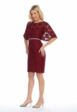 Floral Lace Short Dress With Flutter Sleeves By Celavie 6337 11 Floral Lace Short Dress With Flutter Sleeves By Celavie 6337 -Dresses Shop floral lace short dress with flutter sleeves by celavie 6337 short cocktail dresses celavie 456569