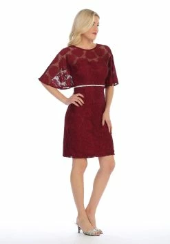 Floral Lace Short Dress With Flutter Sleeves By Celavie 6337 10 Floral Lace Short Dress With Flutter Sleeves By Celavie 6337 -Dresses Shop floral lace short dress with flutter sleeves by celavie 6337 short cocktail dresses celavie 800974