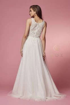 Floral Lace Sleeveless Wedding Dress By Nox Anabel JE920 -Dresses Shop floral lace sleeveless wedding dress by nox anabel je920 long formal dresses nox anabel 875100