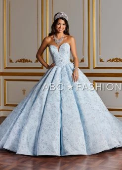 Floral Lace Strapless Quinceanera Dress By House Of Wu 26932