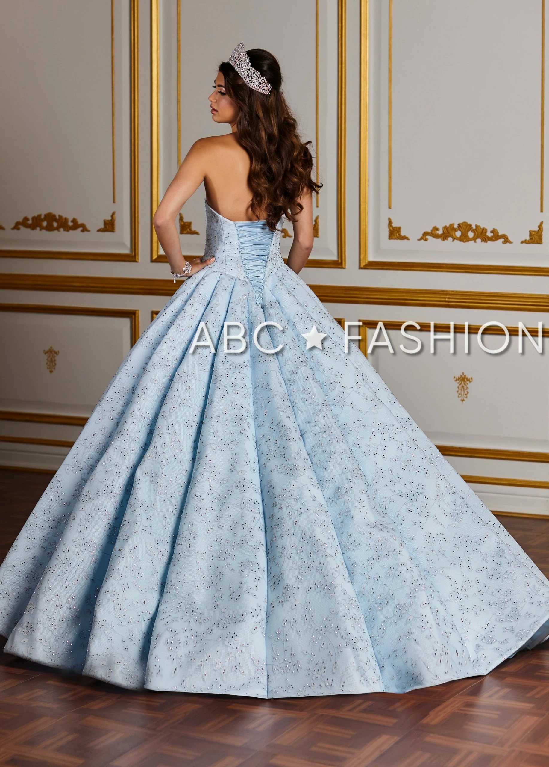 Floral Lace Strapless Quinceanera Dress By House Of Wu 26932 4 Floral Lace Strapless Quinceanera Dress By House Of Wu 26932 - Image 2