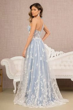 Floral One Shoulder Feather Gown By GLS Gloria GL3134 -Dresses Shop floral one shoulder feather gown by gls gloria gl3134 long formal dresses elizabeth k 754296