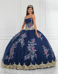 Floral Quinceanera Dress With Detachable Straps By LA Glitter 24067 -Dresses Shop floral quinceanera dress with detachable straps by la glitter 24067 quinceanera dresses la glitter by house of wu 0 navy 782593