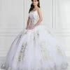 Floral Quinceanera Dress With Detachable Straps By LA Glitter 24067 -Dresses Shop floral quinceanera dress with detachable straps by la glitter 24067 quinceanera dresses la glitter by house of wu 0 white 694143