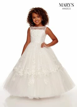 Girls 3D Floral Lace Gown By Mary's Bridal MB9095