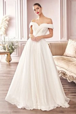 Glitter Bridal Ball Gown By Cinderella Divine CD214W -Dresses Shop glitter bridal ball gown by cinderella divine cd214w long formal dresses cinderella divine 637640
