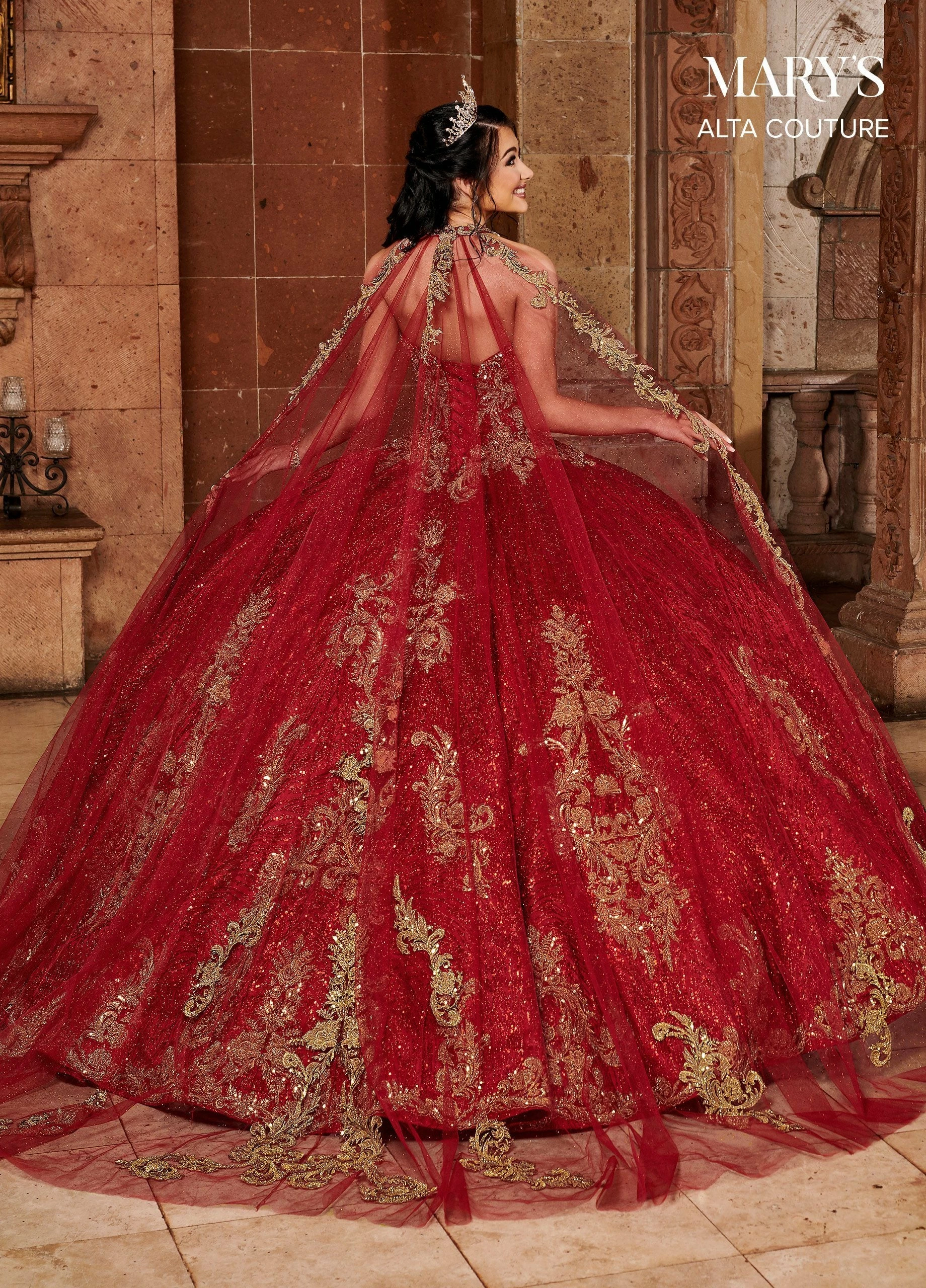 Glitter Cape Quinceanera Dress By Alta Couture MQ3073 4 Glitter Cape Quinceanera Dress By Alta Couture MQ3073 - Image 2