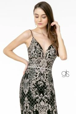 Glitter Embroidered Long Fitted V-Neck Dress By Elizabeth K GL2990 -Dresses Shop glitter embroidered long fitted v neck dress by elizabeth k gl2990 long formal dresses elizabeth k 331766