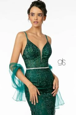 Glitter Embroidered Long Fitted V-Neck Dress By Elizabeth K GL2990 -Dresses Shop glitter embroidered long fitted v neck dress by elizabeth k gl2990 long formal dresses elizabeth k 917753