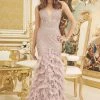 Glitter Print Feather Mermaid Gown By Nox Anabel C1111 -Dresses Shop glitter print feather mermaid gown by nox anabel c1111 long formal dresses nox anabel 00 mauve 120637