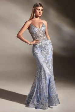 Glitter Print Mermaid Dress By Ladivine J810 -Dresses Shop glitter print mermaid dress by ladivine j810 long formal dresses cinderella divine 2 light blue 462115