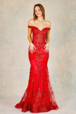 Glitter Print Off Shoulder Mermaid Dress By Adora 3123 -Dresses Shop glitter print off shoulder mermaid dress by adora 3123 long formal dresses adora design xs red 769648