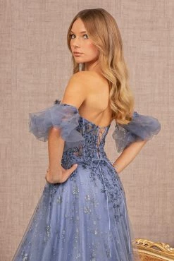 Glitter Print Puff Sleeve Gown By GLS Gloria GL3126 -Dresses Shop glitter print puff sleeve gown by gls gloria gl3126 long formal dresses elizabeth k 529548