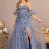 Glitter Print Puff Sleeve Gown By GLS Gloria GL3126
