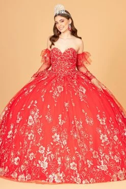 Glitter Print Strapless Ball Gown By Elizabeth K GL1944 -Dresses Shop glitter print strapless ball gown by elizabeth k gl1944 quinceanera dresses elizabeth k xs red 176348