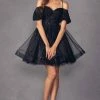 Glitter Short Off Shoulder Short Sleeve Dress By Juliet 886 -Dresses Shop glitter short off shoulder short sleeve dress by juliet 886 short cocktail dresses juliet xs black 262259