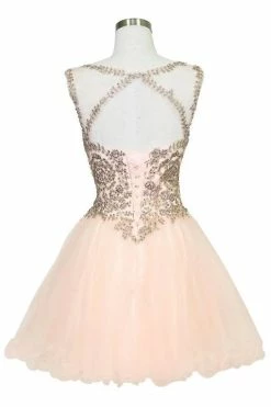 Gold Applique Short Sleeveless Dress By Calla Collection -Dresses Shop gold applique short sleeveless dress by calla collection short cocktail dresses calla collection 146923