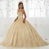 Gold Applique Strapless Quinceanera Dress By House Of Wu 26913