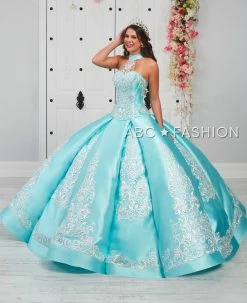 Embroidered Halter Quinceanera Dress By LA Glitter 24057 -Dresses Shop halter embroidered quinceanera dress by la glitter 24057 quinceanera dresses la glitter by house of wu 260628