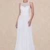 Halter Lace Bodice Wedding Dress By Leonia Lee 711 -Dresses Shop halter lace bodice wedding dress by leonia lee 711 long formal dresses leonia lee xs off white 940068