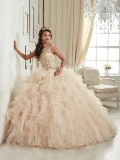 Ruffled Sleeveless Quinceanera Dress By House Of Wu 26835 -Dresses Shop house of wu quinceanera dress style 26835 quinceanera dresses house of wu 0 champagnegold 216384