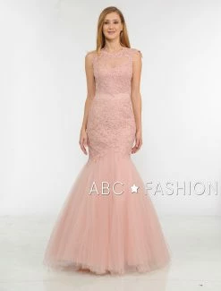Illusion High-Neck Mermaid Dress With Lace Appliques By Poly USA 8226 -Dresses Shop illusion high neck mermaid dress with lace appliques by poly usa 8226 long formal dresses poly usa 423400