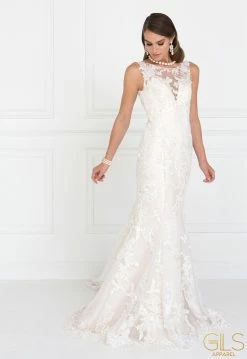 Illusion Lace Ivory Wedding Mermaid Gown By Elizabeth K