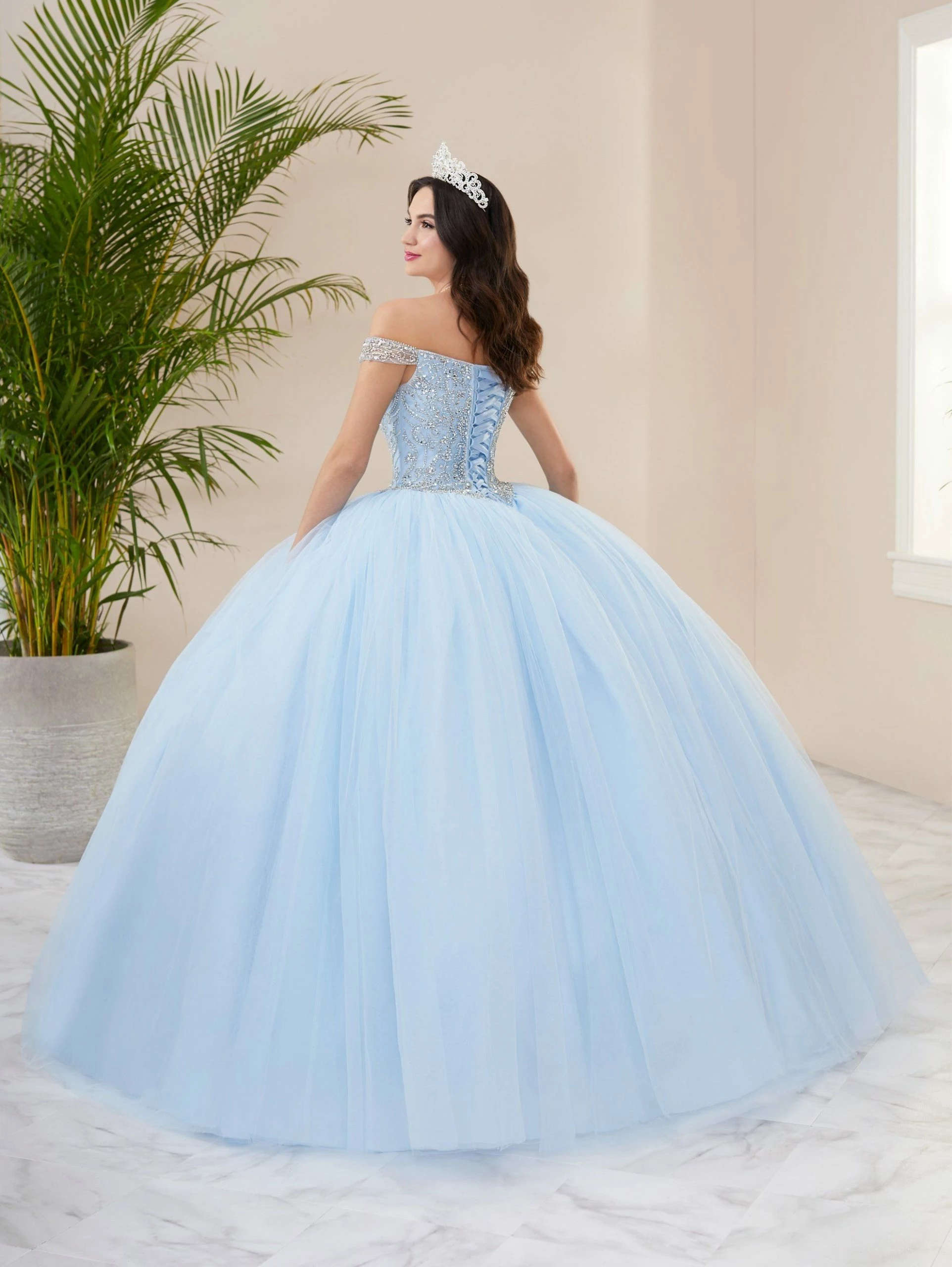 Illusion Off Shoulder Quinceanera Dress By Fiesta Gowns 56402 (Size 10 - 16) 3 Illusion Off Shoulder Quinceanera Dress By Fiesta Gowns 56402 (Size 10 - 16) - Image 2