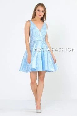 Illusion Short V-Neck Floral Print Dress By Poly USA 8366 -Dresses Shop illusion short v neck floral print dress by poly usa 8366 short cocktail dresses poly usa 154521