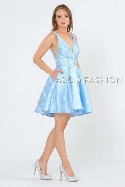 Illusion Short V-Neck Floral Print Dress By Poly USA 8366 -Dresses Shop illusion short v neck floral print dress by poly usa 8366 short cocktail dresses poly usa 173843