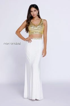 Ivory Fitted Two-Piece Gown By Nox Anabel 8183