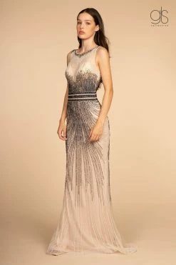 Jeweled Mermaid Dress With Sheer Bodice By GLS Gloria GL2555 -Dresses Shop jeweled mermaid dress with sheer bodice by gls gloria gl2555 long formal dresses elizabeth k xs navychampagne 134164