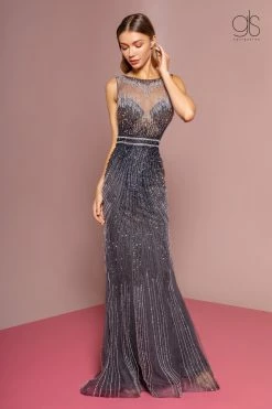 Jeweled Mermaid Dress With Sheer Bodice By GLS Gloria GL2555