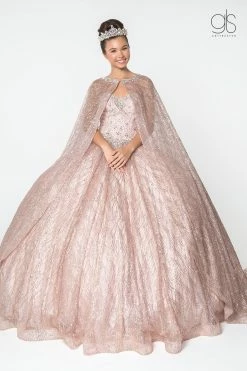 Jeweled Strapless Cape Ball Gown By Elizabeth K GL2801 -Dresses Shop jeweled strapless glitter ball gown with cape by elizabeth k gl2801 quinceanera dresses elizabeth k 751206