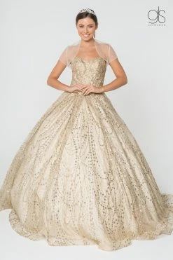 Jeweled Strapless Glitter Ball Gown With Jacket By Elizabeth K GL2804 -Dresses Shop jeweled strapless glitter ball gown with jacket by elizabeth k gl2804 quinceanera dresses elizabeth k xs champagne 367312