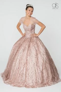 Jeweled Strapless Glitter Ball Gown With Jacket By Elizabeth K GL2804 -Dresses Shop jeweled strapless glitter ball gown with jacket by elizabeth k gl2804 quinceanera dresses elizabeth k xs rose gold 370766