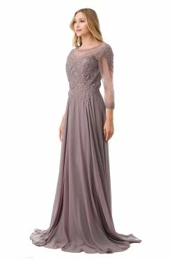 Lace Applique 3/4 Sleeve Gown By Coya M2723J -Dresses Shop lace applique 34 sleeve gown by coya m2723j long formal dresses coya collection 327456