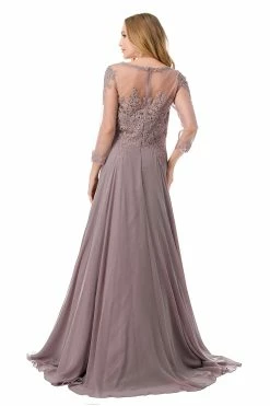 Lace Applique 3/4 Sleeve Gown By Coya M2723J -Dresses Shop lace applique 34 sleeve gown by coya m2723j long formal dresses coya collection 517193