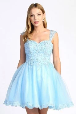 Lace Applique Short Sleeveless Dress By Adora 1004 -Dresses Shop lace applique short sleeveless dress by adora 1004 short cocktail dresses adora design 828645