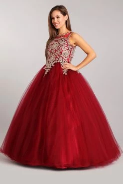 Lace Applique Sleeveless Ball Gown By Cinderella Couture 5041