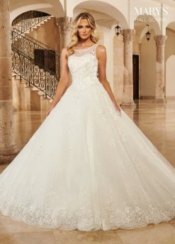 Lace Applique Wedding Ball Gown By Mary's Bridal MB6099 -Dresses Shop lace applique wedding ball gown by marys bridal mb6099 wedding dresses marys bridal ball gowns collection 239215